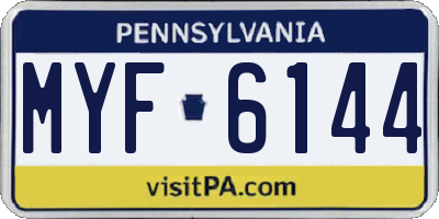 PA license plate MYF6144