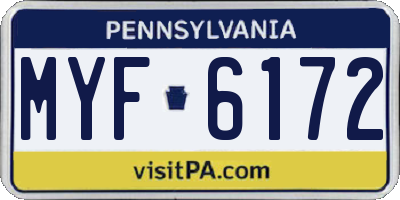 PA license plate MYF6172