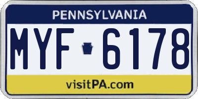 PA license plate MYF6178