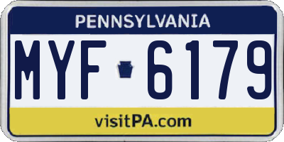 PA license plate MYF6179