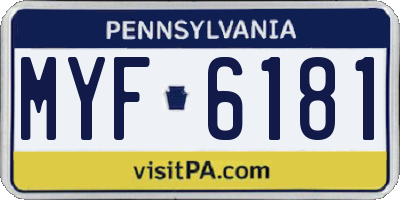 PA license plate MYF6181