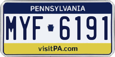 PA license plate MYF6191