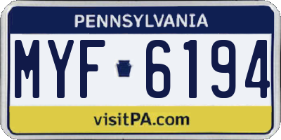 PA license plate MYF6194