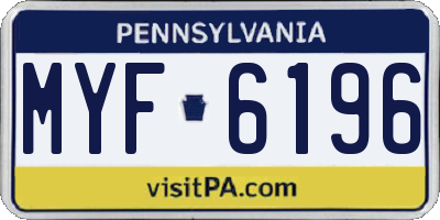 PA license plate MYF6196