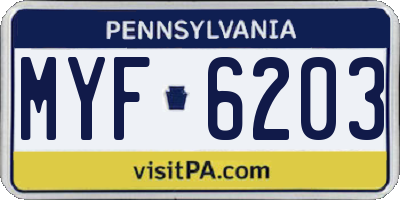 PA license plate MYF6203