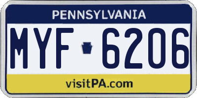 PA license plate MYF6206
