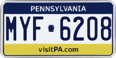 PA license plate MYF6208