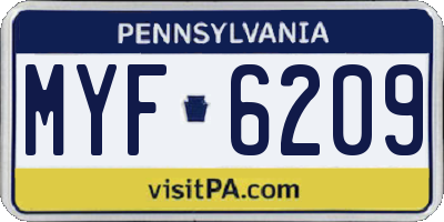 PA license plate MYF6209