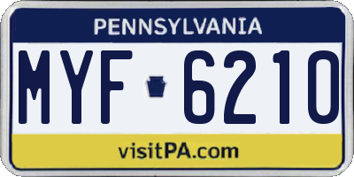 PA license plate MYF6210