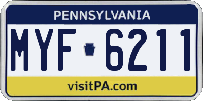 PA license plate MYF6211