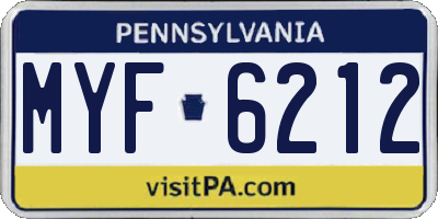 PA license plate MYF6212