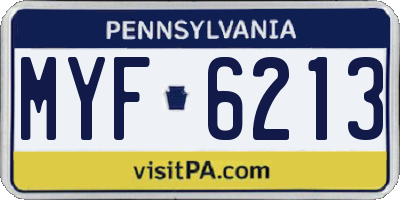 PA license plate MYF6213
