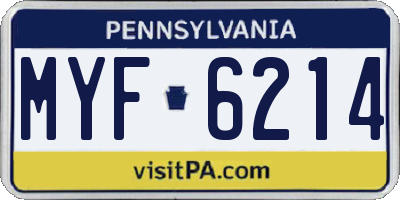 PA license plate MYF6214