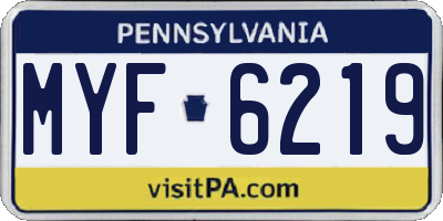 PA license plate MYF6219