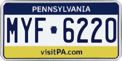 PA license plate MYF6220