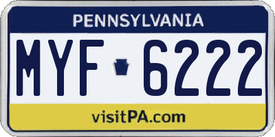 PA license plate MYF6222
