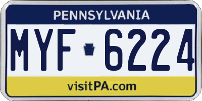 PA license plate MYF6224