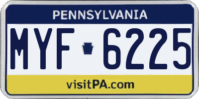 PA license plate MYF6225