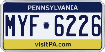 PA license plate MYF6226