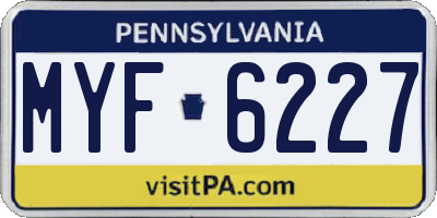 PA license plate MYF6227
