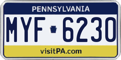 PA license plate MYF6230