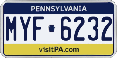 PA license plate MYF6232