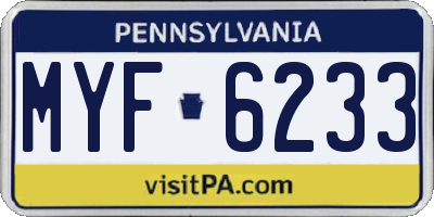 PA license plate MYF6233