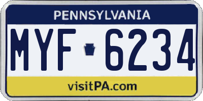 PA license plate MYF6234