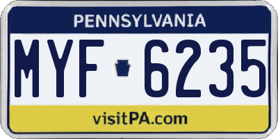 PA license plate MYF6235