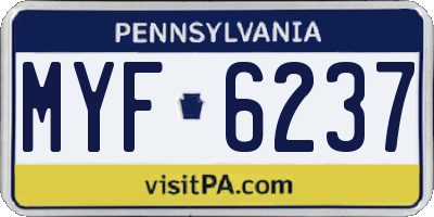 PA license plate MYF6237