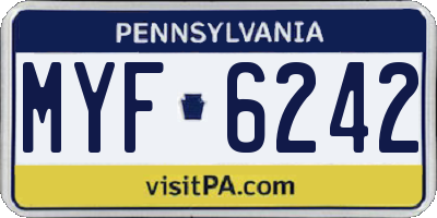 PA license plate MYF6242