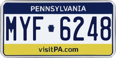 PA license plate MYF6248