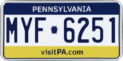 PA license plate MYF6251