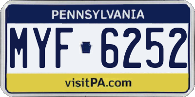 PA license plate MYF6252