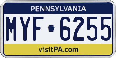 PA license plate MYF6255