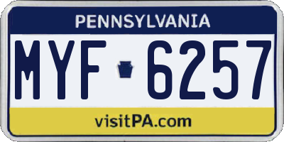 PA license plate MYF6257
