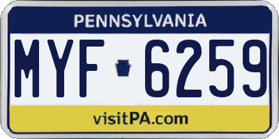 PA license plate MYF6259