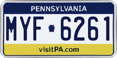 PA license plate MYF6261