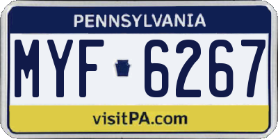PA license plate MYF6267