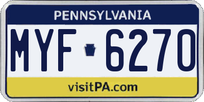 PA license plate MYF6270
