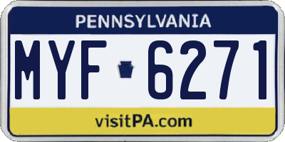PA license plate MYF6271
