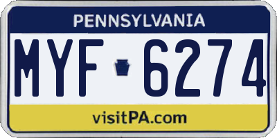 PA license plate MYF6274