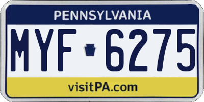 PA license plate MYF6275