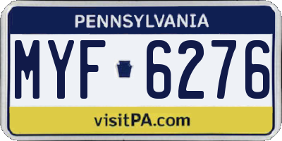 PA license plate MYF6276