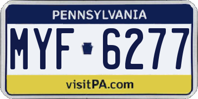 PA license plate MYF6277
