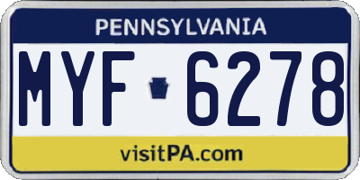 PA license plate MYF6278