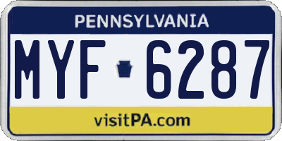 PA license plate MYF6287