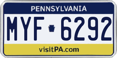 PA license plate MYF6292