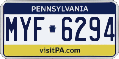 PA license plate MYF6294