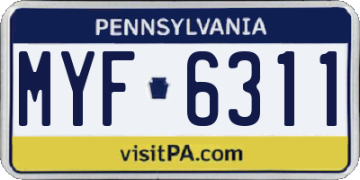 PA license plate MYF6311